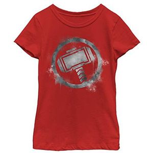 Marvel Universe Thor Spray Logo Girl's Solid Crew Tee, Rood, X-Small, rood, XS