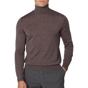Hackett London Heren Merino Zijde Roll Neck Pullover Sweater, Bruin (Schors), XL