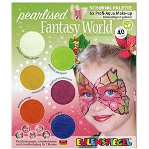 Eulenspiegel 207024 - Make-up palet Pearlised Fantasy World, instructies voor 5 fantasiemaskers, schmink voor kinderen, carnavalsschmink