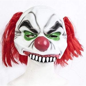 De Rubber Plantation TM 619219290029 Halve Hoofd Killer Clown Halloween Fancy Jurk Latex Masker Kostuum Accessoire, Unisex-Volwassene, Een Maat