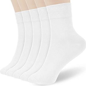Dames Dunne Katoenen Sokken, Warm Zacht Katoen Sokken Vrouwen Bove Enkelcrew Socks 5 paar (White B)
