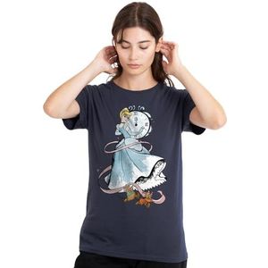 Cinderella Clock Strikes Twelve met Jaq en Gus dames T-shirt, diep marineblauw, XX-Large, Diepe marine, XXL