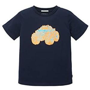 TOM TAILOR T-shirt voor jongens en kinderen met omkeerbare pailletten, 10668 - Sky Captain Blue, 92 cm