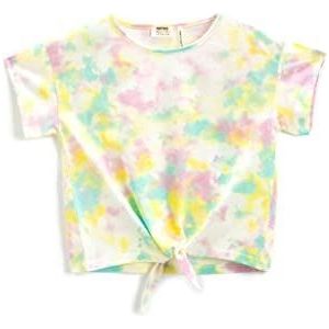 Koton Girls Tie-Dye T-shirt met korte mouwen, ronde hals, ecru design (0d1), 4-5 Jaar