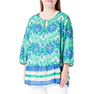 Samoon Dames 260054-21072 blouse, New Green met patroon, 54, New Green patroon