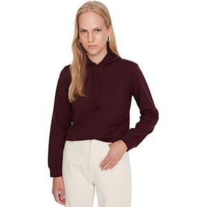Trendyol Regular sweatshirts voor dames, rechte lange mouwen, pruim, S