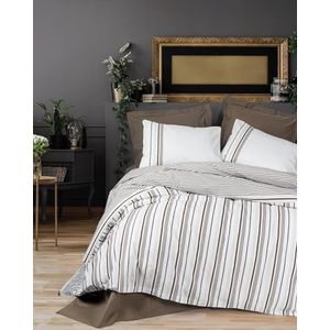 Nuit Des Rêves Premium Ranforce Single Quilt Coverset, 135 x 200 cm, 100% katoen, bruin, reactieve print, machinewasbaar, envelop en knoopsluiting, gezellig en stijlvol beddengoed