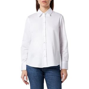 Seidensticker Damesblouse, modieuze blouse, regular fit, hemdblousekraag, lange mouwen, 100% katoen, wit, 46