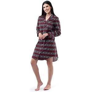 Fruit of the Loom Dames Flannel Sleep Shirt Nachthemd, Fair Isle Zwart, Small