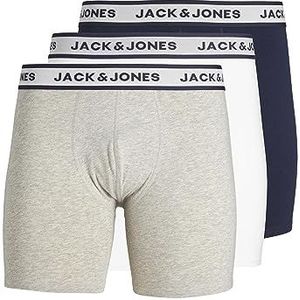 JACK & JONES Boxershorts voor heren, lichtgrijs gemêleerd/verpakking: wit - navy blazer, S