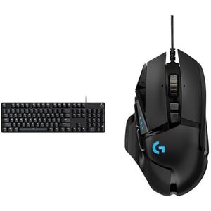 Logitech G413 SE Full-Size Mechanisch Gaming Toetsenbord, Duitse QWERTZ indeling - Zwart & Logitech G502 HERO high pervoormance Gaming Muis, PC/Mac - Zwart (Duitse verpakking)