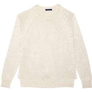Trendyol Dames Crew Neck Kabel Knit Regular Sweater Sweater, Stone, L, Steen, L