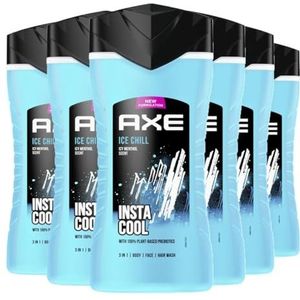 Axe 3-in-1 douchegel & shampoo Ice Chill XL voor langdurige frisheid en geur, dermatologisch getest, 400 ml, verpakking van 6 stuks