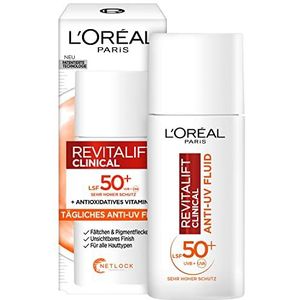 L'Oréal Paris Revitalift Clinical, gezichtsverzorging met SPF 50+ en antioxiderende vitamine C, anti-uv-vloeistof voor alle huidtypes, tegen de eerste tekenen van huidveroudering, 1 x 50 ml druppels