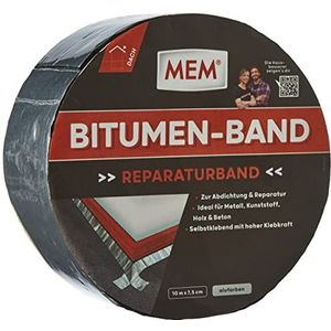 MEM Bitumen tape, zelfklevende afdichtingstape, UV-bestendige beschermfolie, dikte: 1,5 mm, afmetingen: 7,5 cm x 10 m, kleur: aluminium