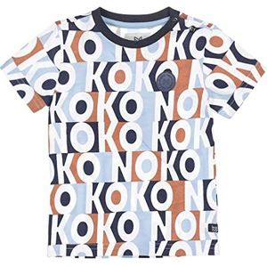 Koko Noko Jongens T-shirt met blauwe camel letters, blauw, 6 maanden