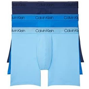 Calvin Klein Boxershort van microvezel voor heren, 3 stuks, Nieuwe marineblauw, artesisch blauw, blauw paradijs, XXL Duże rozmiary