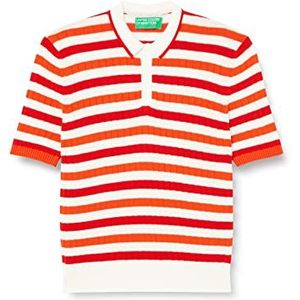 United Colors of Benetton Poloshirt M/M 1298K300N trui, meerkleurig gestreept, rood en wit 902, XXL heren, Meerkleurig gestreept rood en wit 902, XXL