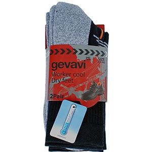 Gevavi Workwear GW8100430 GW81 Coolmax kousen 2 paar, 43-46, zwart