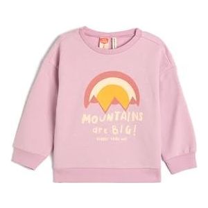 Koton Babygirls sweatshirt, lange mouwen, ronde hals, bedrukt detail, geborsteld, binnenkant van katoen, Paars (370), 12-18 maanden