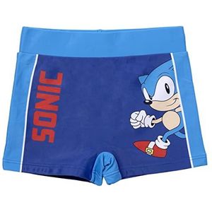 Sonic Jongensboxerpak - Blauw - Maat 12 Jaar - Sneldrogende Stof - Zwempak met Elastische Tailleband - Sonic Print - Origineel Product Ontworpen in Spanje