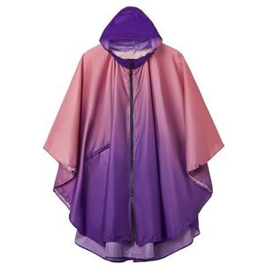 SaphiRose Regenponcho-jas met capuchon voor volwassenen met zakken, Gradient Roze-paars, One size