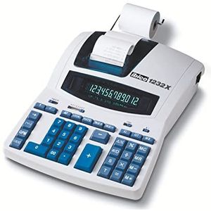 Rexel Ibico 1232X professionele bureaurekenmachine, zwart/blauw, met digitaal display