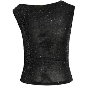 JACK & JONES Jxholly Sl Asym Glitter Top JRS, zwart, S