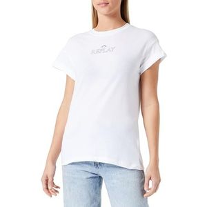 Replay Dames Regular fit T-shirt korte mouwen Pure Logo Collectie, 001, wit, S