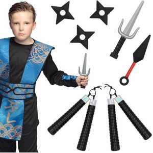 Boland 50433 - Ninja wapenset, 7 stuks, speelgoed wapens in een set, accessoires voor verkleedkleding