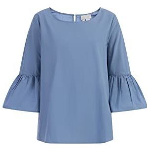 YUKA dames katoenen blouse, blauw, M