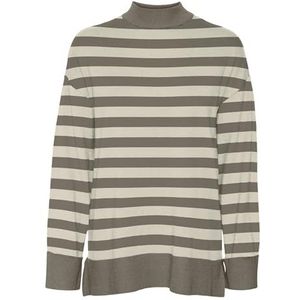 VERO MODA VMHAPPINESS LS HIGHNCK Long Pull GA Boo, Silver Mink/Stripes: w Birch, S