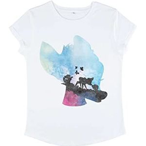 Disney Bambi - WATERCOLOR BAMBI Women's Rolled-sleeve White M