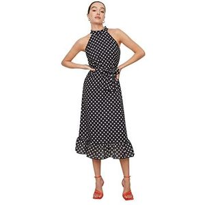 Trendyol Damesriem polka-dot-jurk jurk, zwart, 34