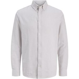 JJ REBEL Heren Jreboscar Shirt Ls Noos Shirt, Crockery/Stripes: wit, M
