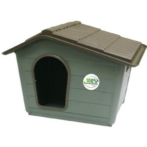 Croci Canile Villa Gerecycled hondenbed, demonteerbaar, voor buiten, gerecycled materiaal, afneembaar dak, 99 x 70 x 75 cm, groen