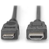DIGITUS HDMI High Speed aansluitkabel, Type-C - Type A - 3,0m - Ultra HD 4k/30Hz - compatibel met TV/projector/monitor - vergulde contacten - zwart