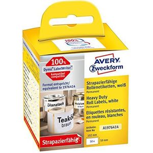 AVERY Zweckform A1976414 Dymo LabelWriter weerbestendige etiketten, compatibel met 1976414 (59 x 102 mm, 1 rol|50 kunststof stickers, zelfklevend, voor LW Dymo labelprinter, labelapparaat)