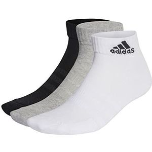 adidas Cushioned Sportswear 3 Pairs Enkelsokken, Medium Grey Heather/White/Black, S