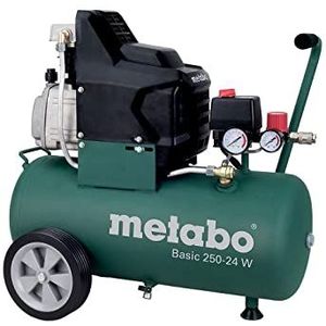 Metabo Compressor Basic (1500 Watt, 24 Liter, 8 Bar, Aanzuigvermogen 220 Liter/Minuut, Drukregelaar, Overbelastingsbeveiliging, Olievrij) 601532000, 601585000