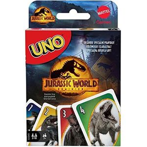 ​UNO Jurassic World Dominion Kaartspel met Themakaarten en Speciale Regel, cadeau voor kinderen, volwassenen en spelletjesavonden, vanaf 7 jaar, GXD72