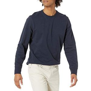 Amazon Essentials Heren lange mouwen lichtgewicht Franse badstof ronde hals sweatshirt, donker marineblauw, S