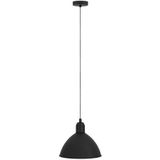 EGLO Hanglamp Priddy, pendellamp boven eettafel, eettafellamp van metaal in zwart en wit, lamp hangend voor woonkamer, E27 fitting, Ø 30,5 cm