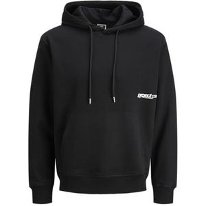 JACK & JONES Jcounion Minimal Print Sweat Hood, zwart, XS