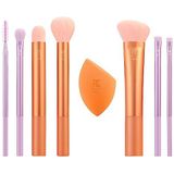 REAL TECHNIQUES Level Up Borstel En Spons Kit, Make-up Borstels Voor Oogschaduw, Foundation, Blush, & Bronzer, Make-up Blending Spons, Professionele Kwaliteit Make-up Gereedschap, Synthetische Haren,