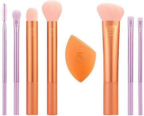 REAL TECHNIQUES Level Up Borstel En Spons Kit, Make-up Borstels Voor Oogschaduw, Foundation, Blush, & Bronzer, Make-up Blending Spons, Professionele Kwaliteit Make-up Gereedschap, Synthetische Haren,