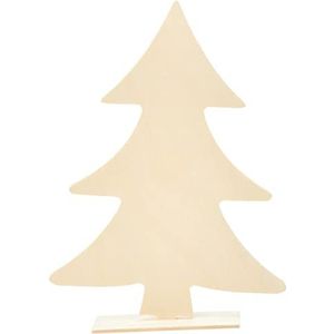 Artemio 20 cm houten kerstboom op voet, beige