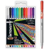 BIC Intensity Medium Fineliner - Medium Punt - Verschillende Kleuren - Pak van 12 Stuks