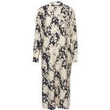 Kaffe - Jurk 'Louise' - Beige/Zwart - Blousejurk - 7/8 Lengte - Losse Pasvorm