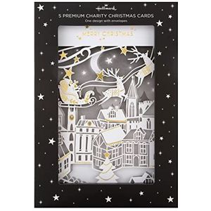 Hallmark Kerst liefdadigheidskaarten - Pack van 5 Premium Santa en Rendier Design